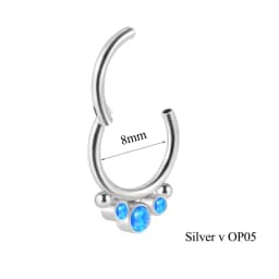 1PC G23 Titanium/316L Stainless Steel Hinged Clicker Nose Septum Opal Hoop Eyebrow Lip Ear Rings Body Piercing Jewelry