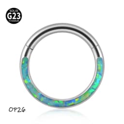 1PC G23 Titanium/316L Stainless Steel Hinged Clicker Nose Septum Opal Hoop Eyebrow Lip Ear Rings Body Piercing Jewelry