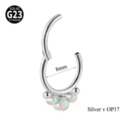 1PC G23 Titanium/316L Stainless Steel Hinged Clicker Nose Septum Opal Hoop Eyebrow Lip Ear Rings Body Piercing Jewelry