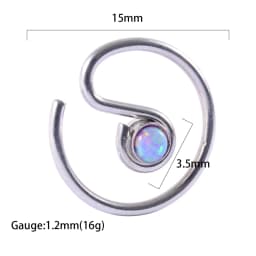 1PC G23 Titanium/316L Stainless Steel Hinged Clicker Nose Septum Opal Hoop Eyebrow Lip Ear Rings Body Piercing Jewelry