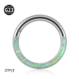 1PC G23 Titanium/316L Stainless Steel Hinged Clicker Nose Septum Opal Hoop Eyebrow Lip Ear Rings Body Piercing Jewelry