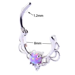 1PC G23 Titanium/316L Stainless Steel Hinged Clicker Nose Septum Opal Hoop Eyebrow Lip Ear Rings Body Piercing Jewelry