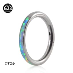 1PC G23 Titanium/316L Stainless Steel Hinged Clicker Nose Septum Opal Hoop Eyebrow Lip Ear Rings Body Piercing Jewelry
