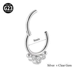 1PC G23 Titanium/316L Stainless Steel Hinged Clicker Nose Septum Opal Hoop Eyebrow Lip Ear Rings Body Piercing Jewelry