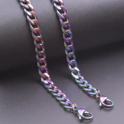 Rainbow/Silver Color Link Chain Necklace For Women Men Accessories Stainless Steel Necklaces Bracelets Fashion Jewelry 20-90 cm