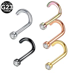 1Pc Titanium Nose Stud Round CZ Crystal Nose Piercing Punk Style 2mm Ball Nostril Piercing Body Piercing Jewelry 20G 18G
