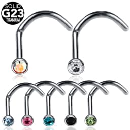 1Pc Titanium Nose Stud Round CZ Crystal Nose Piercing Punk Style 2mm Ball Nostril Piercing Body Piercing Jewelry 20G 18G