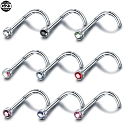 1Pc Titanium Nose Stud Round CZ Crystal Nose Piercing Punk Style 2mm Ball Nostril Piercing Body Piercing Jewelry 20G 18G
