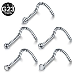 1Pc Titanium Nose Stud Round CZ Crystal Nose Piercing Punk Style 2mm Ball Nostril Piercing Body Piercing Jewelry 20G 18G