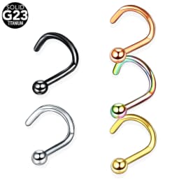 1Pc Titanium Nose Stud Round CZ Crystal Nose Piercing Punk Style 2mm Ball Nostril Piercing Body Piercing Jewelry 20G 18G