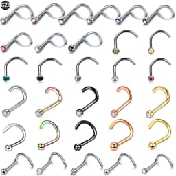 1Pc Titanium Nose Stud Round CZ Crystal Nose Piercing Punk Style 2mm Ball Nostril Piercing Body Piercing Jewelry 20G 18G