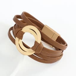 ALLYES Boho Genuine Leather Bracelets for Women Men Fashion Round Hollow Circles Charm Wrap Bracelet Bangle Female Jewelry Gifts