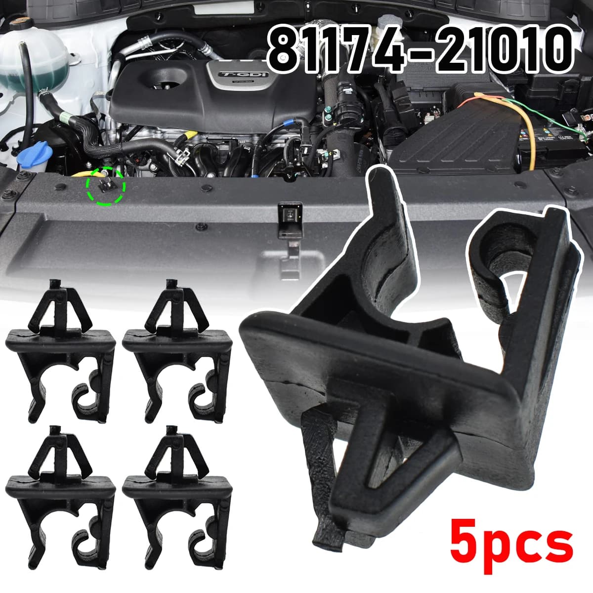 5x Hood Bonnet Prop Rod Support Stay Clip Holder Clamp For Hyundai Tucson Elantra i30 Sonata Santa Fe Kia Rio Optima 8117421010