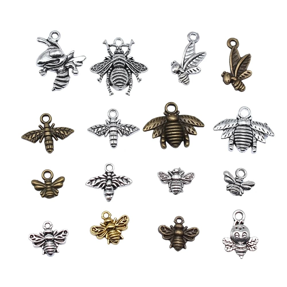 20pcs Charms Bee Tibetan Bronze Silver Color Pendants Antique Jewelry Making DIY Handmade Craft