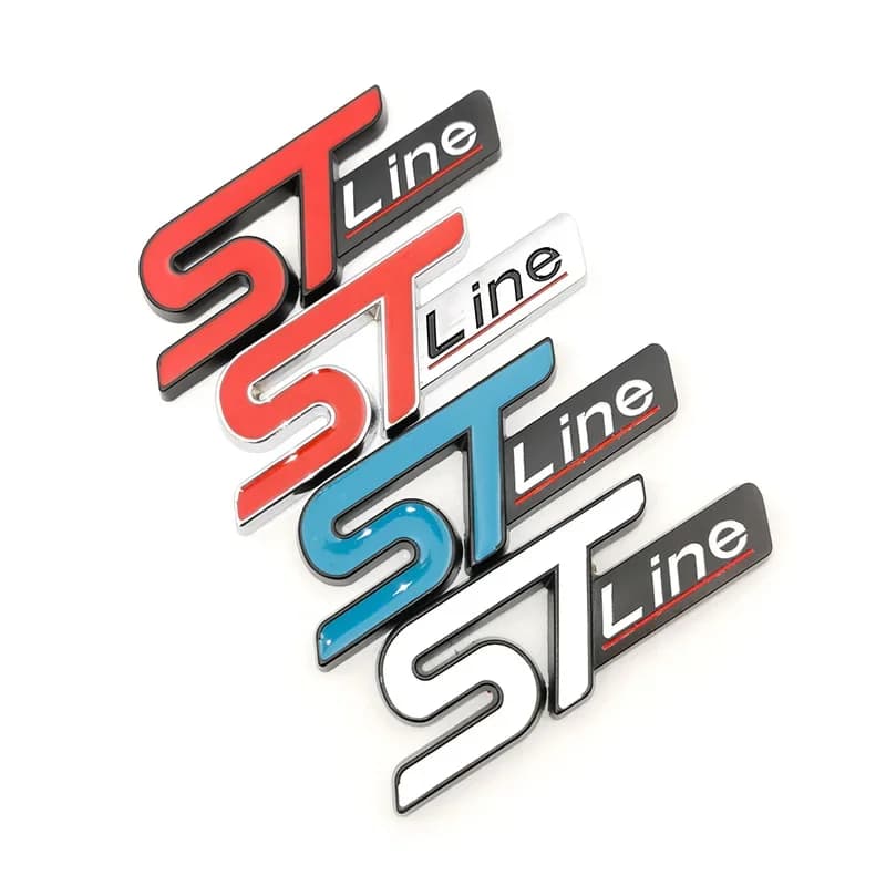 New Metal Red Blue ST line Sticker Car Head Emblem Badge Chrome Sticker for FORD FIESTA FOCUS MONDEO Auto Car Styling