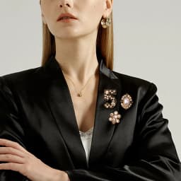 Korean retro 3pcs/set brooch number 5 pearl rhinestone jewelry collar pin suit coat pin accessories for women