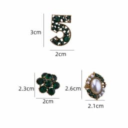 Korean retro 3pcs/set brooch number 5 pearl rhinestone jewelry collar pin suit coat pin accessories for women