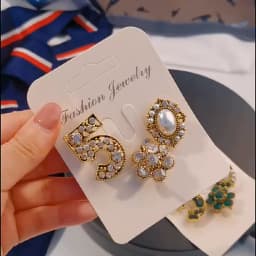 Korean retro 3pcs/set brooch number 5 pearl rhinestone jewelry collar pin suit coat pin accessories for women