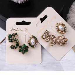 Korean retro 3pcs/set brooch number 5 pearl rhinestone jewelry collar pin suit coat pin accessories for women