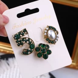 Korean retro 3pcs/set brooch number 5 pearl rhinestone jewelry collar pin suit coat pin accessories for women