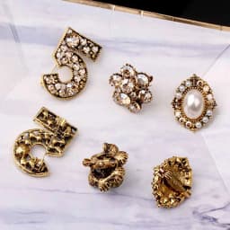 Korean retro 3pcs/set brooch number 5 pearl rhinestone jewelry collar pin suit coat pin accessories for women