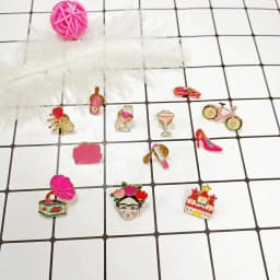 Women Pink Rose Enamel Pins Brooches Champagne Wine Glass Cigarette Vintage Record Player Cute Bike Badges Jewelry for Girl Kids
