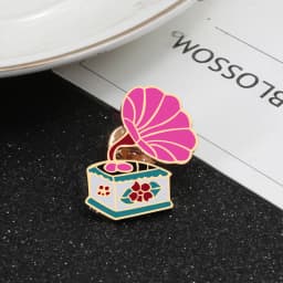 Women Pink Rose Enamel Pins Brooches Champagne Wine Glass Cigarette Vintage Record Player Cute Bike Badges Jewelry for Girl Kids