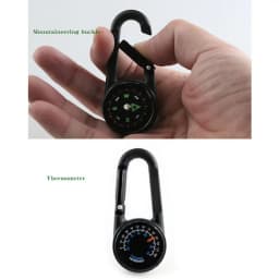 Mini Compass Thermometer Carabiner Compass Thermometer Carabiner 3 in 1 Outdoor Hiking Key Buckle Double Sided Metal Compasses