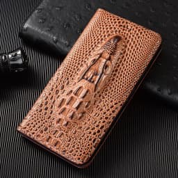 Crocodile Head Genuine Flip Leather Case For Samsung Galaxy S7 S8 S9 S10 S10e S20 S21 S22 S23 S24 S25 Plus FE Ultra Cover Cases
