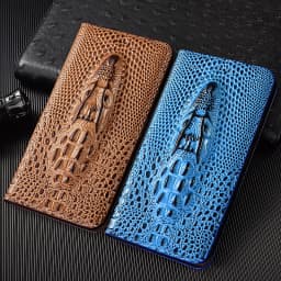 Crocodile Head Genuine Flip Leather Case For Samsung Galaxy S7 S8 S9 S10 S10e S20 S21 S22 S23 S24 S25 Plus FE Ultra Cover Cases
