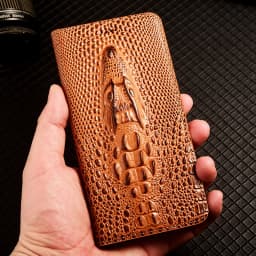 Crocodile Head Genuine Flip Leather Case For Samsung Galaxy S7 S8 S9 S10 S10e S20 S21 S22 S23 S24 S25 Plus FE Ultra Cover Cases