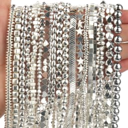 Natural Stone Silver Color Hematite Beads Rondelle Heart Star Round Loose Spacer beads for Jewelry Bracelet Making DIY Bracelet