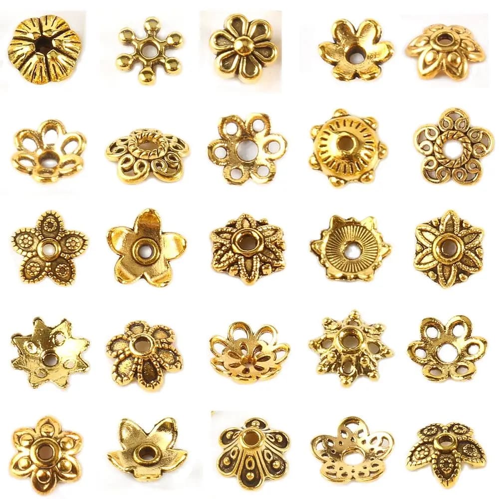 Metal Gold Color Hollow Flower Bead Caps Star Filigree Loose Spacer Caps for Earrings Bracelet Diy Jewelry Making Supplies