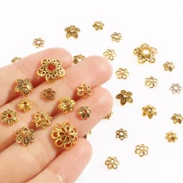 Metal Gold Color Hollow Flower Bead Caps Star Filigree Loose Spacer Caps for Earrings Bracelet Diy Jewelry Making Supplies