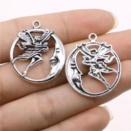 10pcs Moon Charms For Jewelry Making Antique Bronze Silver Color Pendants Making DIY Handmade Tibetan Finding Jewelry