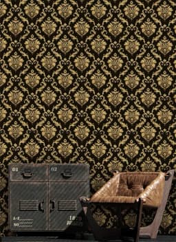 Damask Peel and Stick Wallpaper Black Gold Pre-Pasted Removable Contact Paper Vinyl Self-Adhesive Furniture Stickers for Home