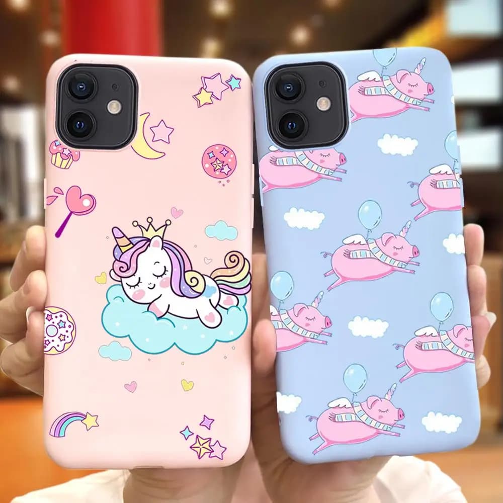 Cartoon Unicorn Cover For iPhone 5 5s SE 6 6s 7 8 Plus X XS Max XR 11 12 Pro Max 12 Mini Cadny Silicone Soft Case