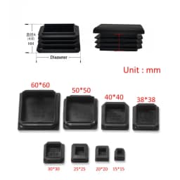 10pc Black Plastic Steel Square Pipe Plug Furniture Accessory Leg Plug Anti Slip Feet Protector Pad Plastic Square Tube Cap Plug