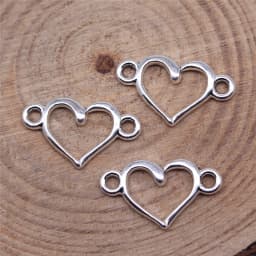 WYSIWYG 40pcs 15x9mm Antique Silver Color Hollow Heart Connector Charms For Jewelry Making DIY Jewelry Findings
