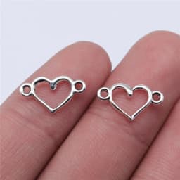 WYSIWYG 40pcs 15x9mm Antique Silver Color Hollow Heart Connector Charms For Jewelry Making DIY Jewelry Findings