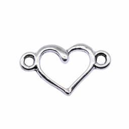 WYSIWYG 40pcs 15x9mm Antique Silver Color Hollow Heart Connector Charms For Jewelry Making DIY Jewelry Findings