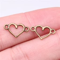 WYSIWYG 40pcs 15x9mm Antique Silver Color Hollow Heart Connector Charms For Jewelry Making DIY Jewelry Findings