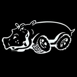 CK20398# 25x12cm Hippo on Wheels Die-cut Vinyl Decal Car Sticker Waterproof Auto Decors on Car Body Bumper Rear Window