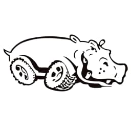 CK20398# 25x12cm Hippo on Wheels Die-cut Vinyl Decal Car Sticker Waterproof Auto Decors on Car Body Bumper Rear Window