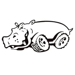 CK20398# 25x12cm Hippo on Wheels Die-cut Vinyl Decal Car Sticker Waterproof Auto Decors on Car Body Bumper Rear Window
