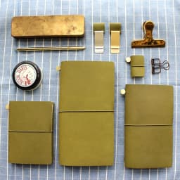 Fromthenon Vintage Pen Holder Clip For Travelers Notebook Mini Retro Notebook Diary Olive Green Leather Planner