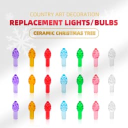 100pcs Small Flames Light Bulbs for Ceramic Christmas Tree Multicolor Twist Lamp Beads Ornaments Plastic Lights Pegs Accessories