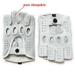 Men Motobiker Gloves Male Semi Finger Unlined Chic White Solid Color Fitness Guantes Curve Line Riding Gym Luva De Couro