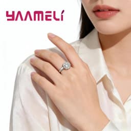 Promotion Fashion Round Crystal Wedding Engagement 925 Sterling Silver Rings For Women Anniversary Finger Ring Jewelry