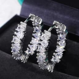 Huitan High-quality Silver Color/Gold Color Earrings Women Wedding Party Hoop Earring Versatile Luxury Cubic Zirconia Jewelry